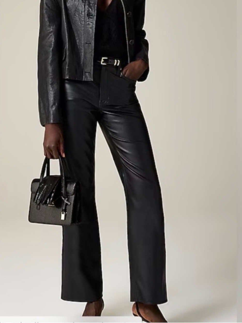 NWT J. Crew petite slim wide leg pant in faux leather (size 27 petite)
